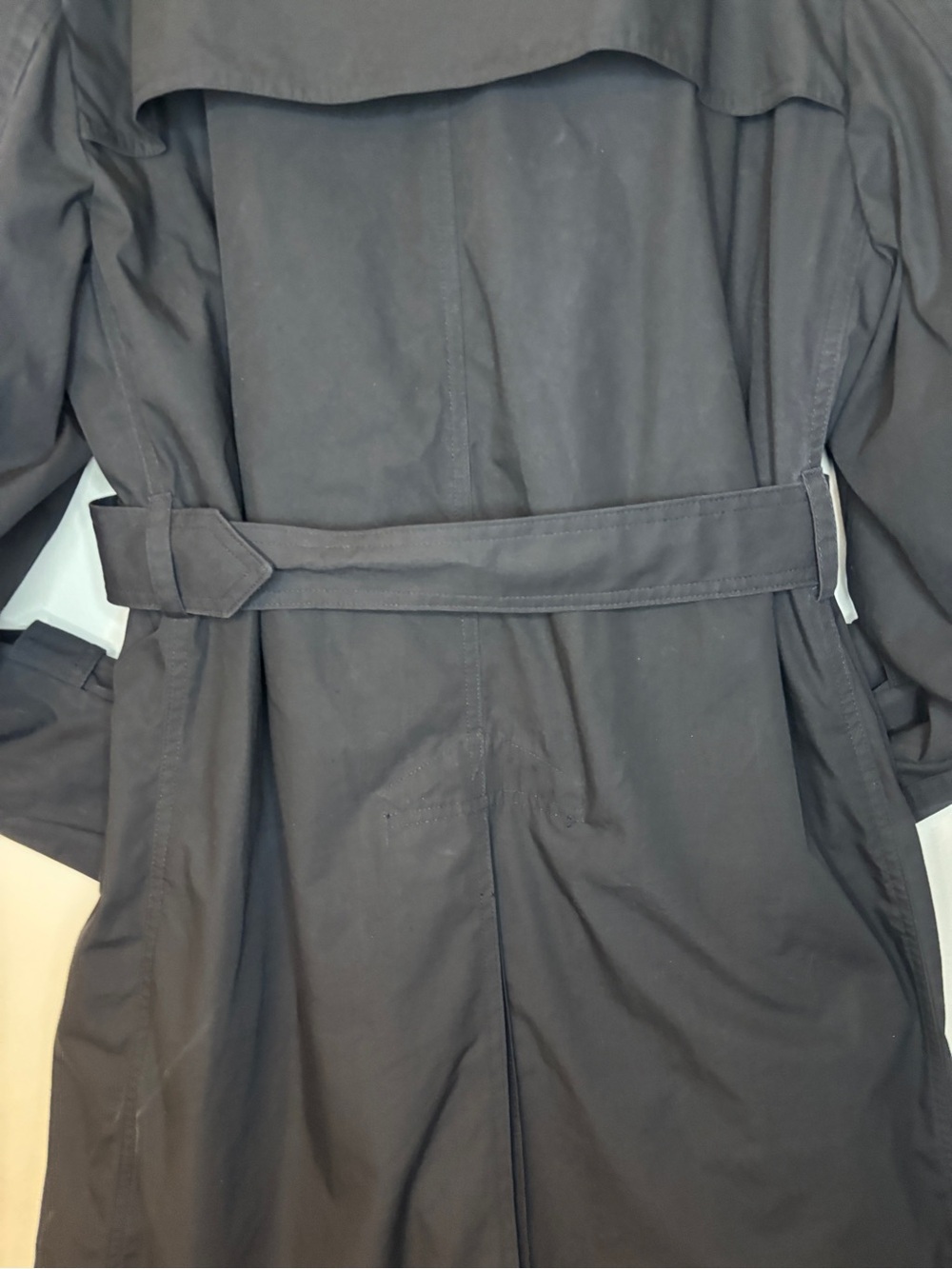 AMERICAN APPAREL Classic Men's Black Trench Coat - Belted Double-Breasted - Picture 11 of 16